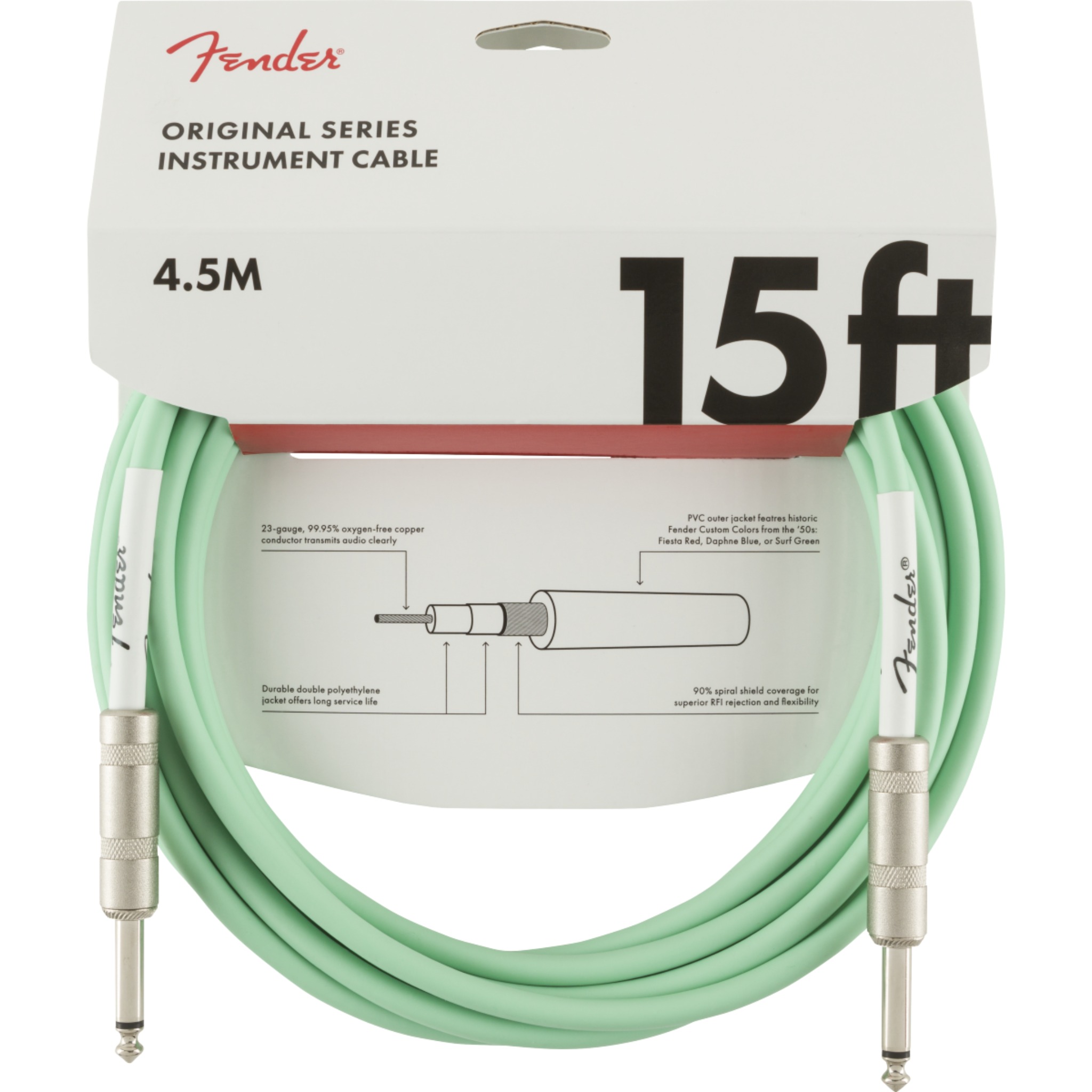 CABLE LINEA FENDER ORIGINAL 4.5 MTS VERDE MOD0990515058