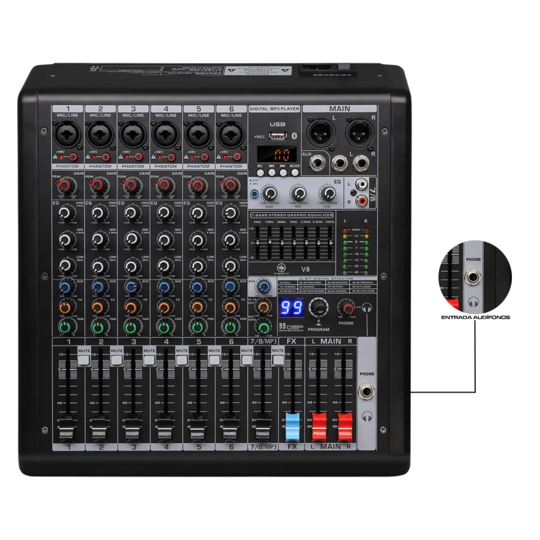 MIXER AURORA AVX VX8 ANALOGA CON EFECTOS