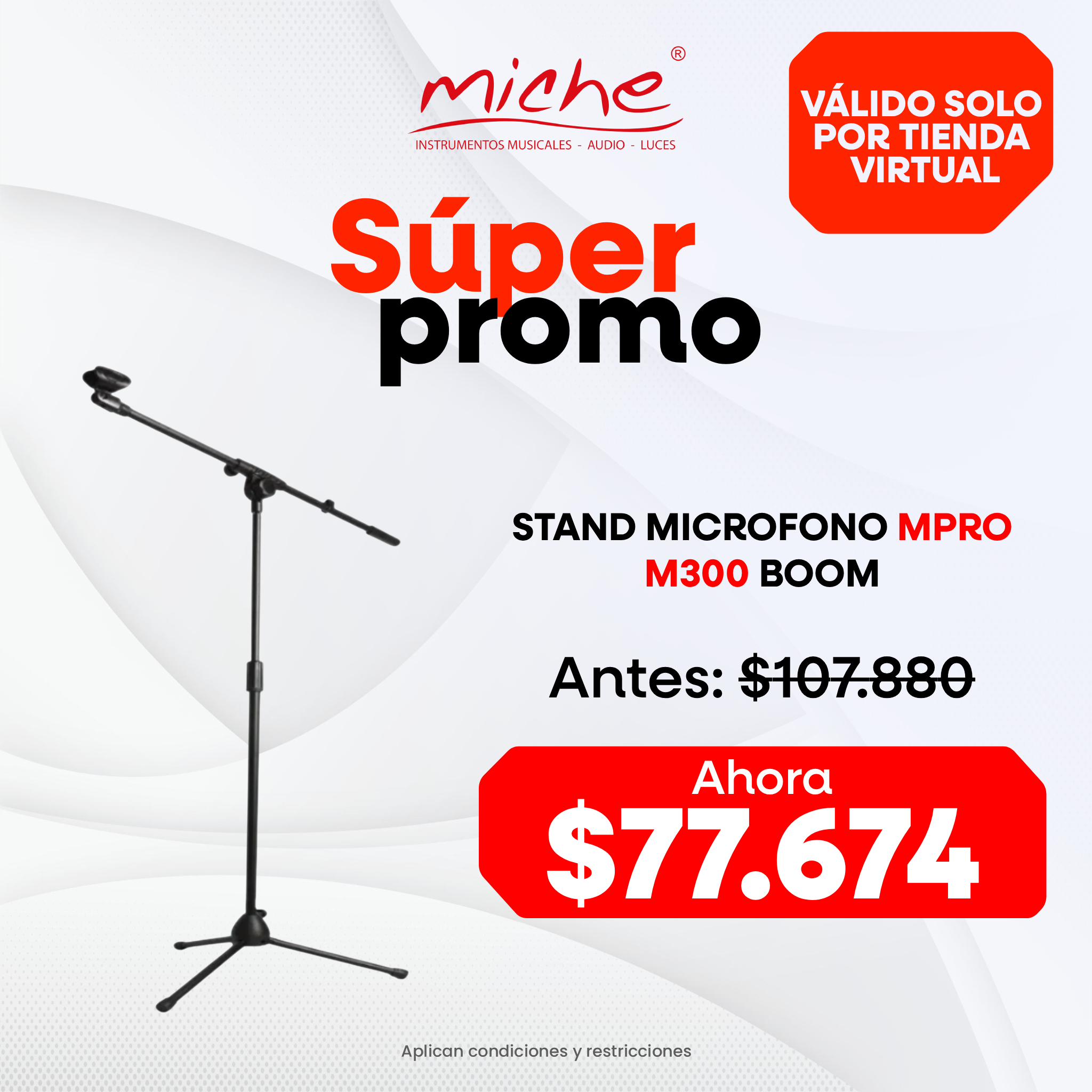 STAND MICROFONO MPRO M300 BOOM