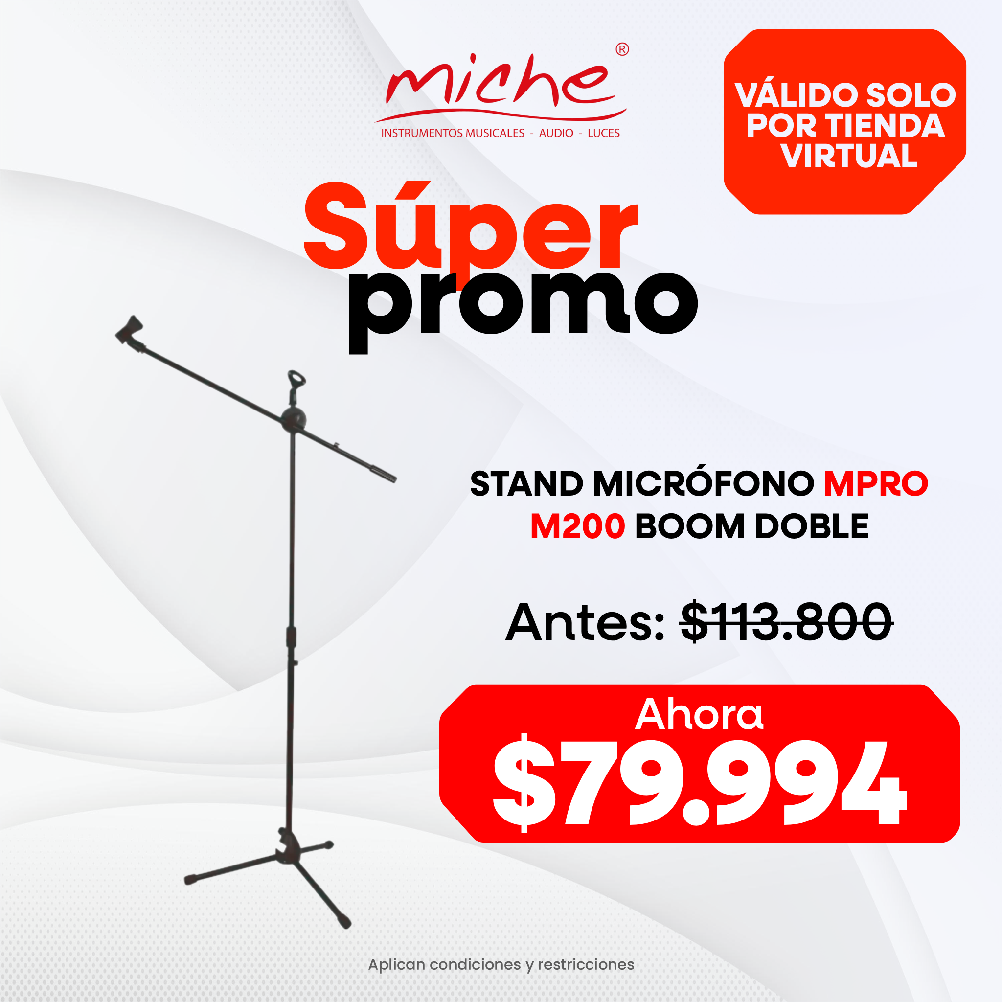 STAND MICROFONO MPRO M200 BOOM DOBLE