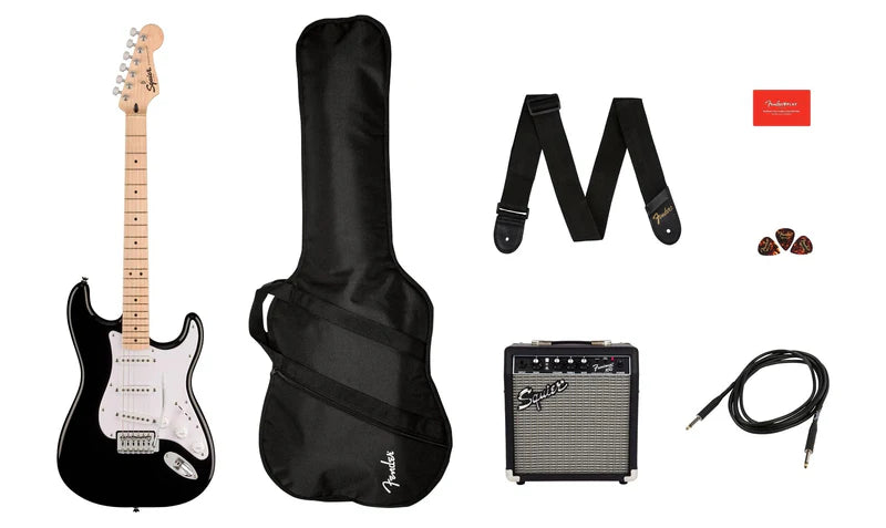 COMBO GUITARRA ELECTRICA SQUIER SONIC STRAT NEGRO MAPLE 10G MOD0371720006