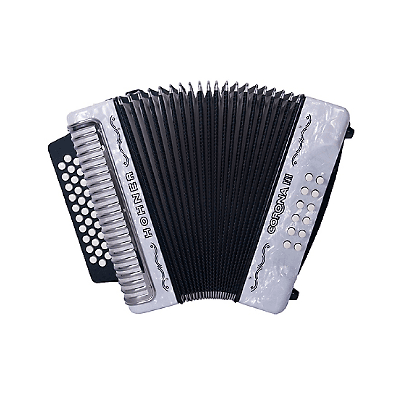 Podrás encontrar en Miche acordeones para principiantes y profesionales. Compra el mejor acordeon de la marca Hohner, el acordeon blanco adg III Corona a5702S.