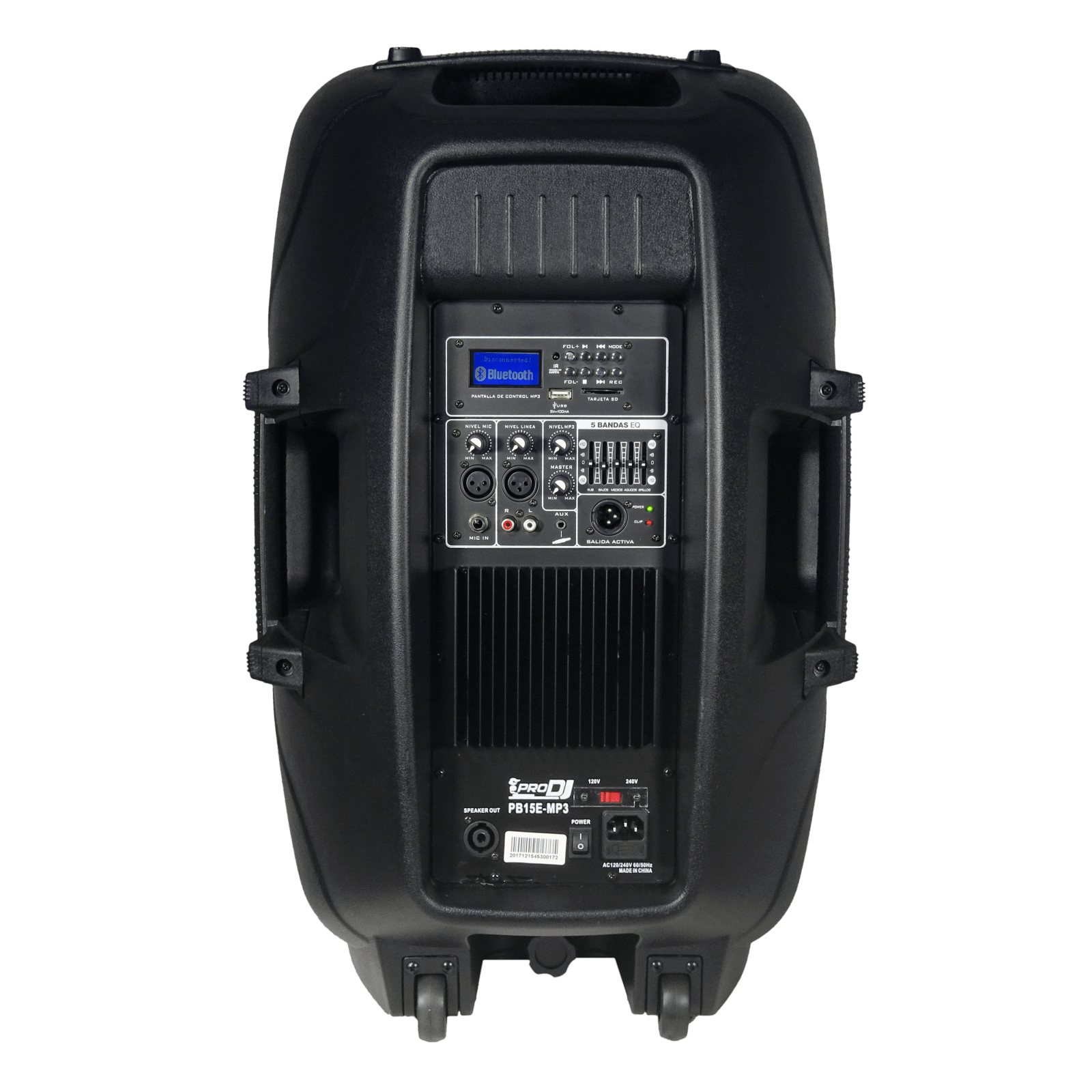 CABINA ACTIVA PRO DJ PB15E-MP3 PARA USO DOMESTICO Y EXTERIORES