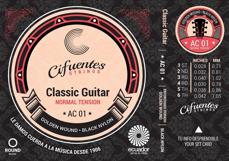 CUERDAS CIFUENTES AC1 80/20 GLD/BK PARA GUITARRA ACUSTICA EN NYLON