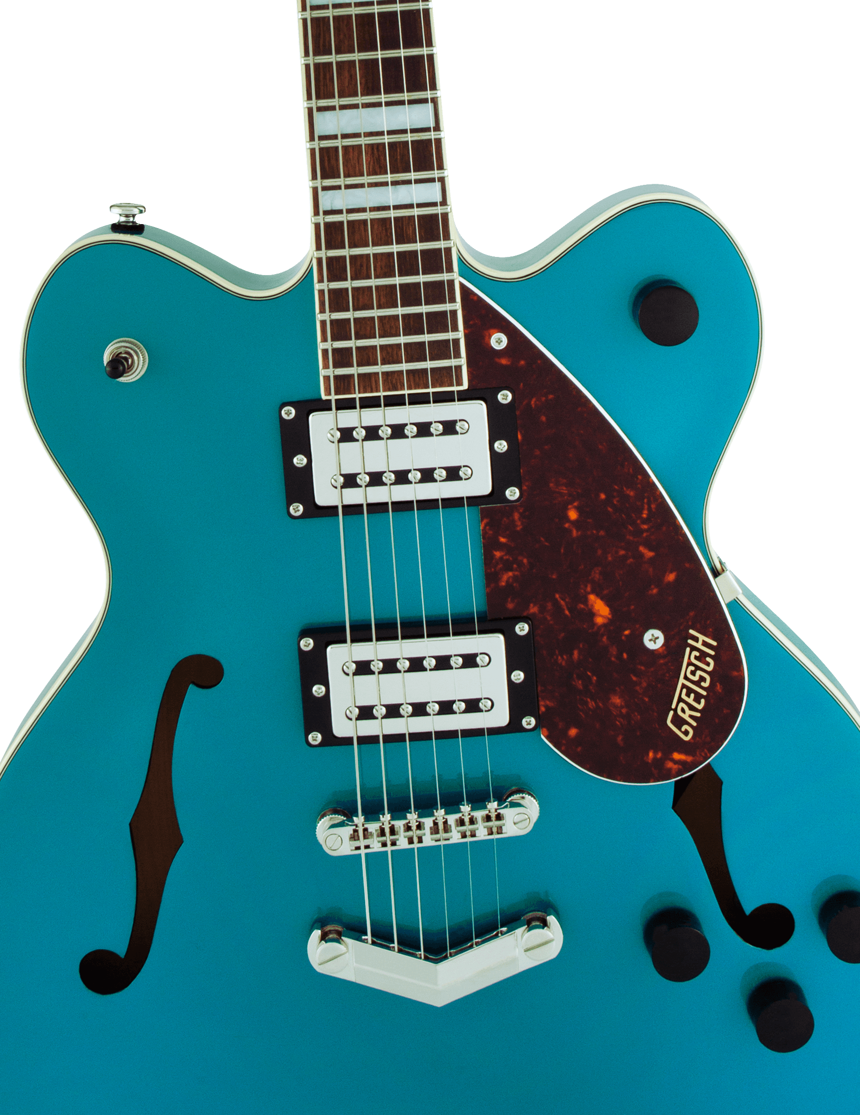 GUITARRA ELECTRICA GRETSCH G2622 STREAMLINER  DE DOBLE CORTE CON TOPE EN V MOD2806200508 EN COLOR AZUL,