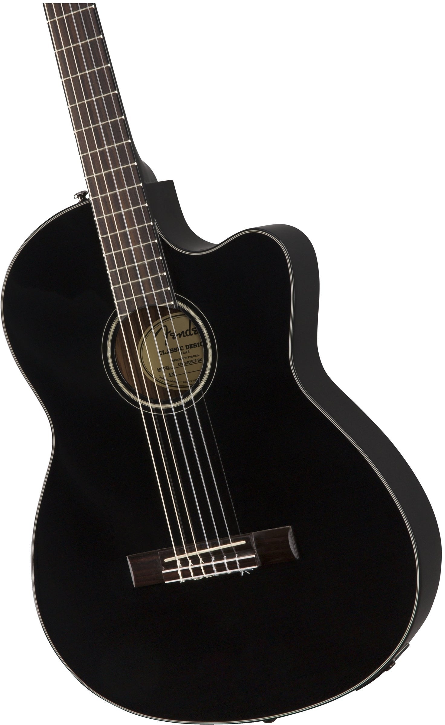 Guitarra Fender negra con fondo y aros de Palosanto. Si buscabas una guitarra para desarrollar tus habilidades, te presentamos la guitarra EQ Fender con Estuche incluido